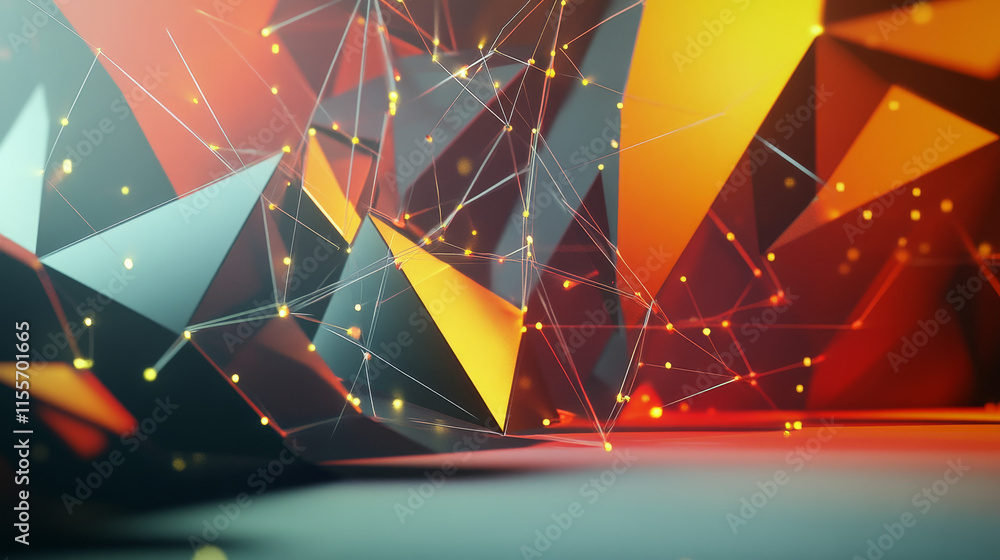 Poster analytics and statistics hologram. analytics and statistics consists of polygons, triangles of point