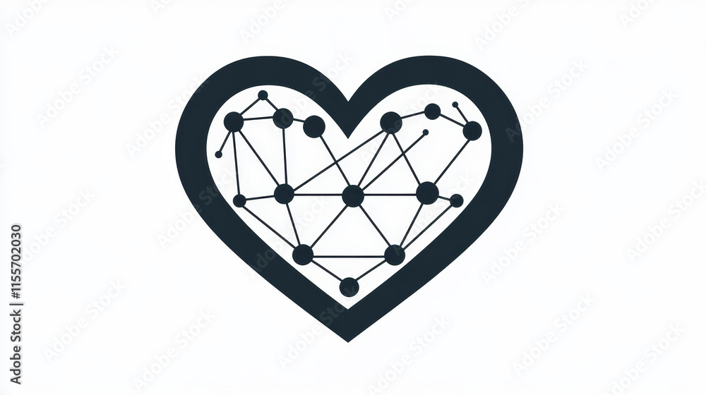 Poster the heart rate is a hologram. the heart rate consists of polygons, triangles of dots and lines. the 