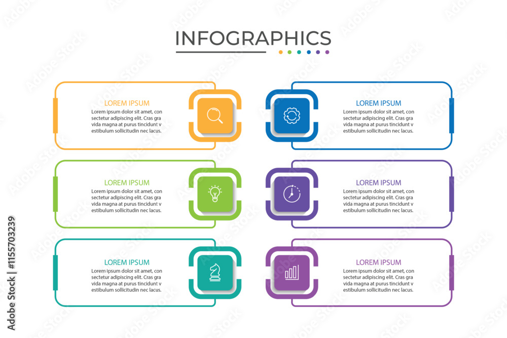Wall mural timeline infographic design element and number options. business concept with 6 steps.