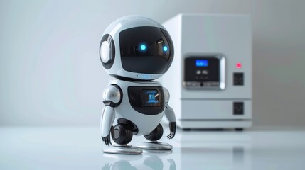 Adorable Robot Assistant in a Modern Lab Setting