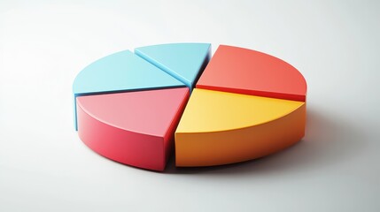 Obraz premium Colorful Pie Chart Segments on a Minimalist Background
