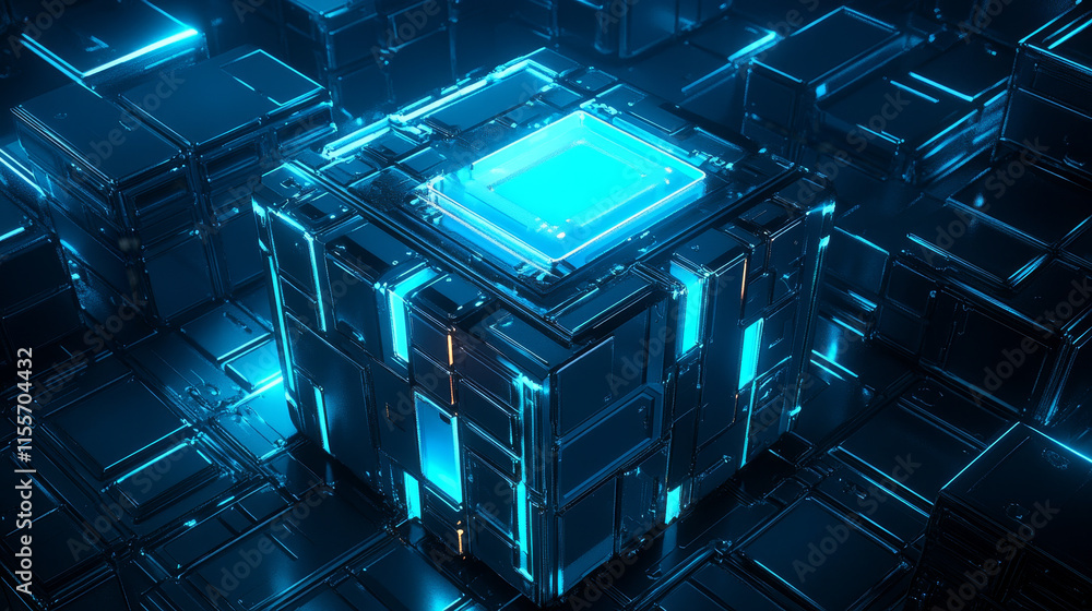 Poster the hologram vault. a vault of polygons, triangles of points and lines. safe low-poly compound struc