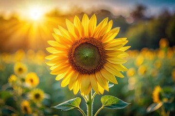 Obraz premium Simple sunflower bloom. Bright yellow, perfect summer background.