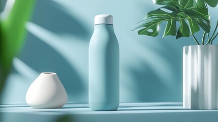 A 360A degree  product tour of a reusable water bottle, allowing users to explore its features and eco-friendly design