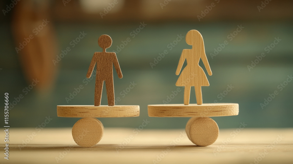 Poster the hologram is equality. a man and a woman on a scale of polygons, triangles of dots and lines. equ