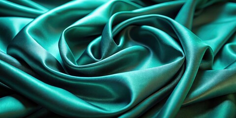 Obraz premium Teal silk's opulent drape and fine texture are captured in this close-up, perfect for fashion design inspiration.