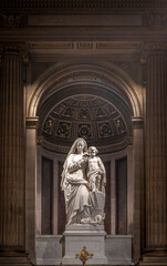 Paris, France - 12 18 2024: View detail of Litany of the Holy Virgin statue inside Madeleine church.