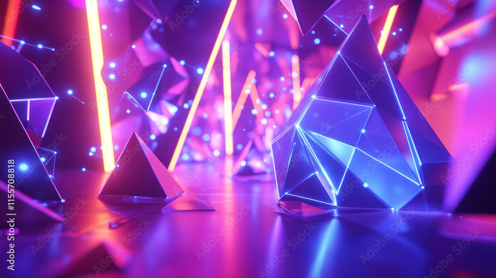 Poster the hologram is the password. the password is locked with polygons, triangles of dots and lines. the