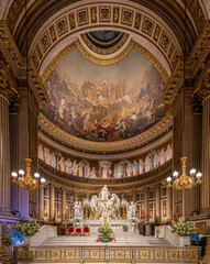 Paris, France - 12 18 2024: View inside Madeleine church.