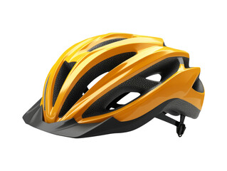 Fototapeta premium Bright Yellow Bicycle Helmet with Visor on Transparent Background