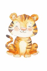 Cute baby tiger illustration perfect for a nursery with minimalist and boho style to create a charming atmosphere for kids