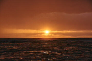 Gorgeous sunset with rain and clouds as a cyclone passes through Mauritius Island