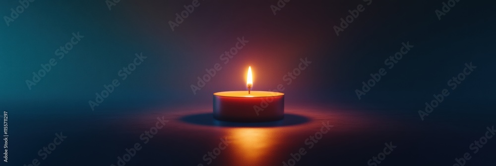 Leinwandbilder single lit candle illuminating a dark background creating a serene and calming atmosphere. generativ