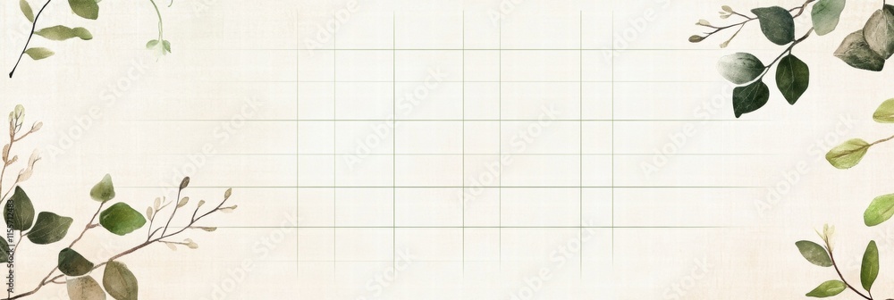 Leinwandbilder Minimalist planner layout with subtle grid design and botanical accents for creative organization and planning. Generative AI
