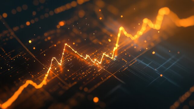 A futuristic line chart showing innovation adoption rates in 2025.