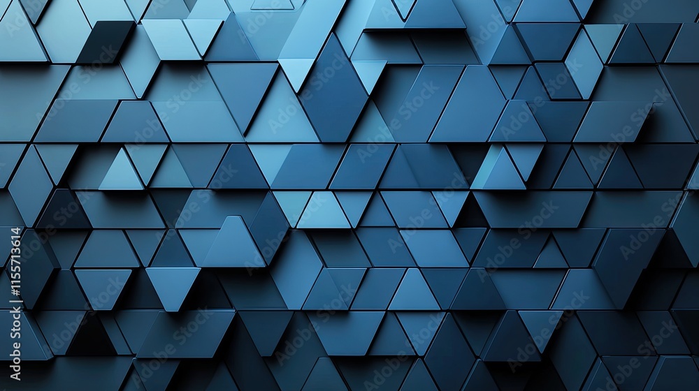 Poster abstract geometric pattern featuring blue triangles in a tessellated arrangement for modern design c