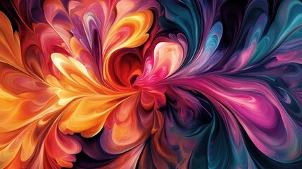 Abstract Swirling Floral Pattern in Vibrant Hues