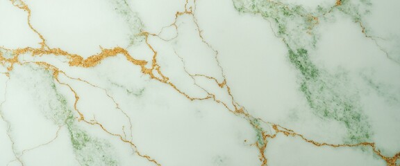 Obraz premium Elegant Green and Gold Marble Pattern with Intricate Veining and Organic Flow, Featuring a Luxurious Blend of Textures and Subtle Abstract Aesthetic