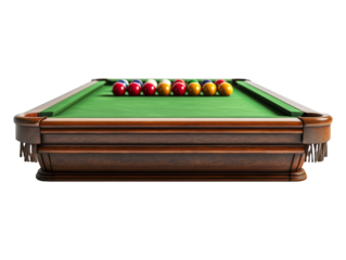 Classic 3D Snooker Table with Scoreboard on Transparent Background