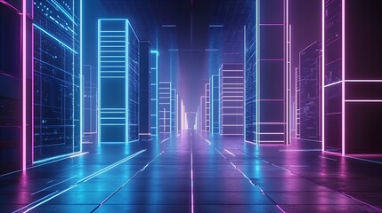 Neon Cityscape: A Digital Metropolis at Night