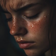 Heartfelt sadness in soft shadows illuminates emotional turmoil. Generative AI