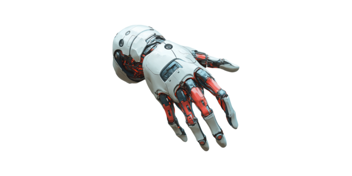 Futuristic Robotic Hand with Exposed Mechanism Isolated on Transparent Background