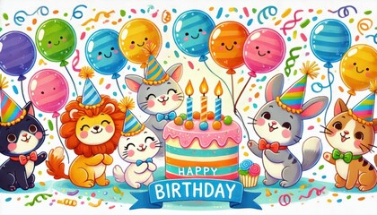 happy birthday card with balloons content created with generative AI software.