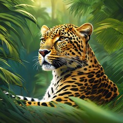 vector illustration of a leopard in nature