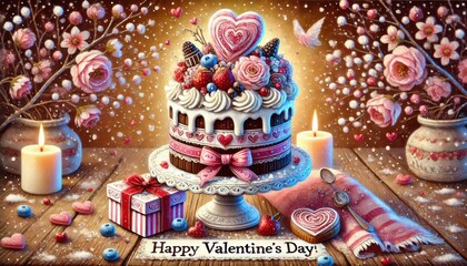 Naklejka premium valentine day cupcakes content created with generative AI software.