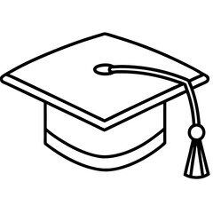 Graduation Cap Line Art Vector Design