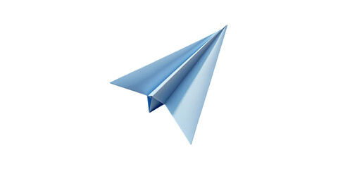 Fototapeta premium Blue paper airplane isolated on transparent background