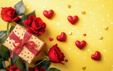 Saint Valentines Day yellow background
