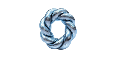 Shiny metallic braided ring isolated on transparent background