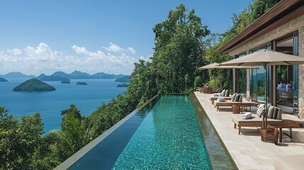 Obraz premium Luxury Villa with Infinity Pool and Stunning Ocean View