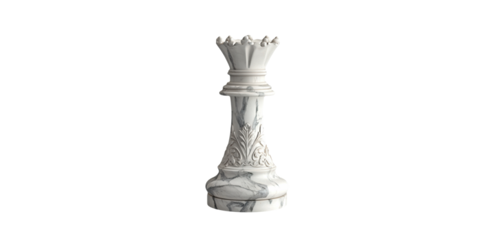 White Chess Piece 3D Isolated on Transparent Background