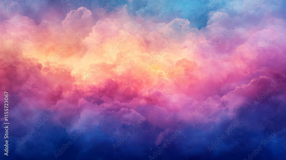 Poster vibrant abstract cloudscape with colorful gradient background