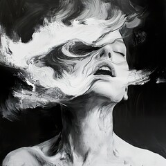 Fototapeta premium Abstract Monochrome Portrait: Expression of Emotion