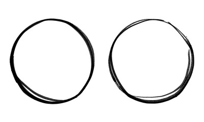 Set of Two Big Circle Frame | Black Marker PNG Isolated hand drawn doodle Elements on transparent background