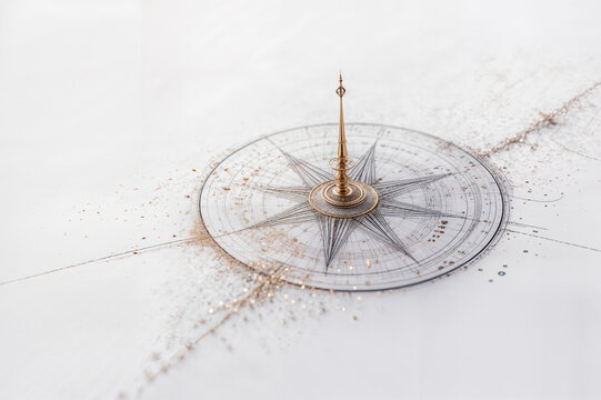 Boussole abstraite sur fond blanc