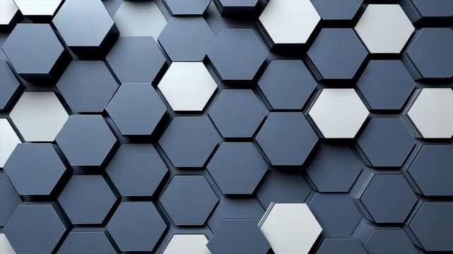 Seamless metallic hexagonal grid pattern vector backdrop with a blue honeycomb texture