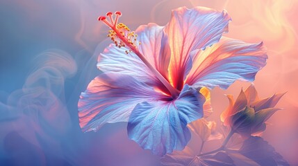 Ethereal Hibiscus Bloom: A Symphony of Pastel Hues