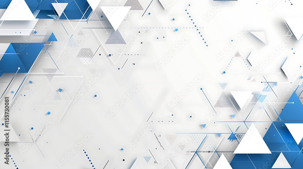 Aufkleber abstract geometric background with blue and white triangles on a clean white backdrop. a modern and 