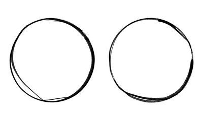 Set of Two Big Circle Frame | Black Marker PNG Isolated hand drawn doodle Elements on transparent background