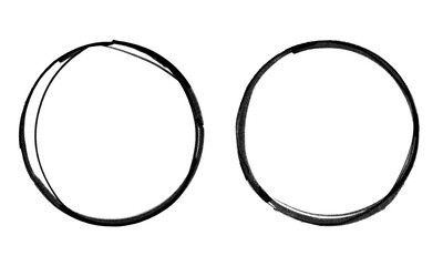 Set of Two Big Circle Frame | Black Marker PNG Isolated hand drawn doodle Elements on transparent background