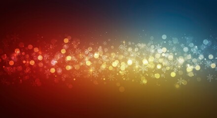 Winter Solstice Glow: Abstract bokeh lights in red, gold, and blue create a magical winter solstice scene. Perfect for holiday backgrounds and designs. 