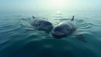Obraz premium Two pygmy killer whales swimming in the ocean