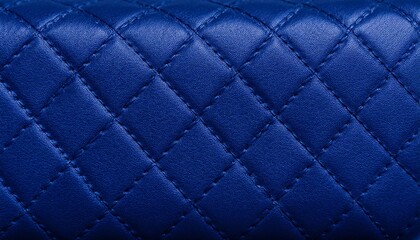 close-up of navy blue quilted leather with geometric stitching pattern for luxury design concepts
