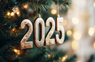Realistic 3D text '2025' on an asphalt road with a winter forest background. Perfect for New Year cards, banners, posters, flyers, and festive event designs.