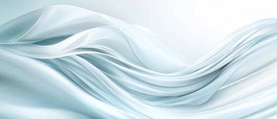 Obraz premium Elegant Light Blue Abstract Flowing Fabric Waves Background