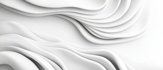 Obraz premium Abstract White Waves Elegant 3D Render Background